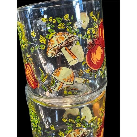 Vintage Arcoroc Spice of Life Glass Mugs, Set of 2, Mushrooms Retro Kitchen - Picture 3 of 12